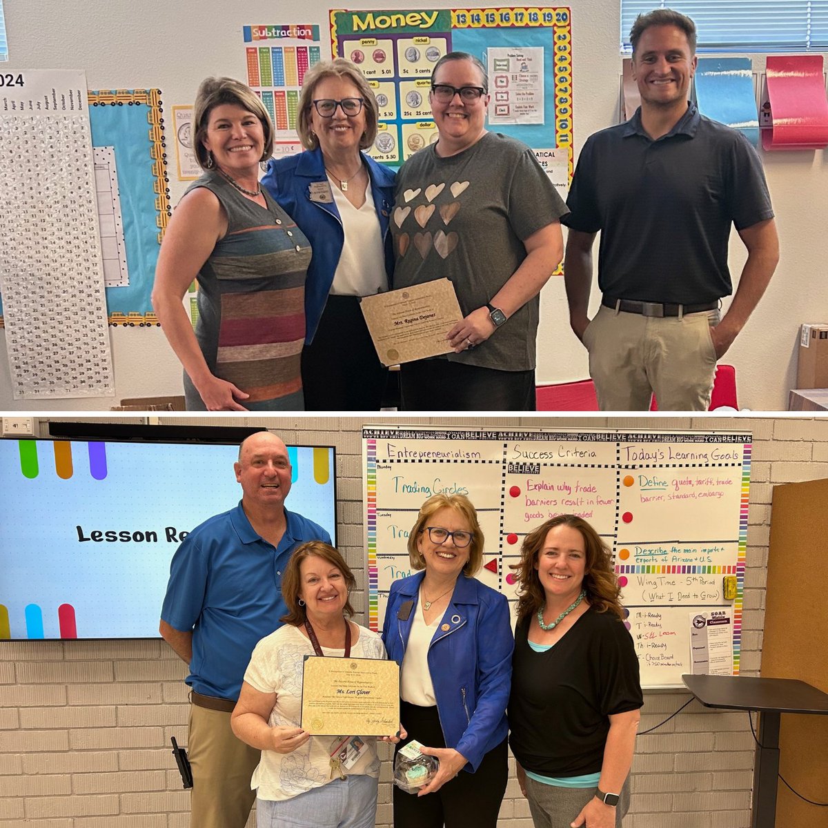 In honor of Teacher Appreciation Week, Representative @JudyForAZ recognized some of our teachers during visits to Acacia, Desert Foothills, Ironwood, John Jacobs, Lookout Mountain and Mountain Sky! A big thank you to Rep. Schwiebert for celebrating our teachers! #WESDFamily