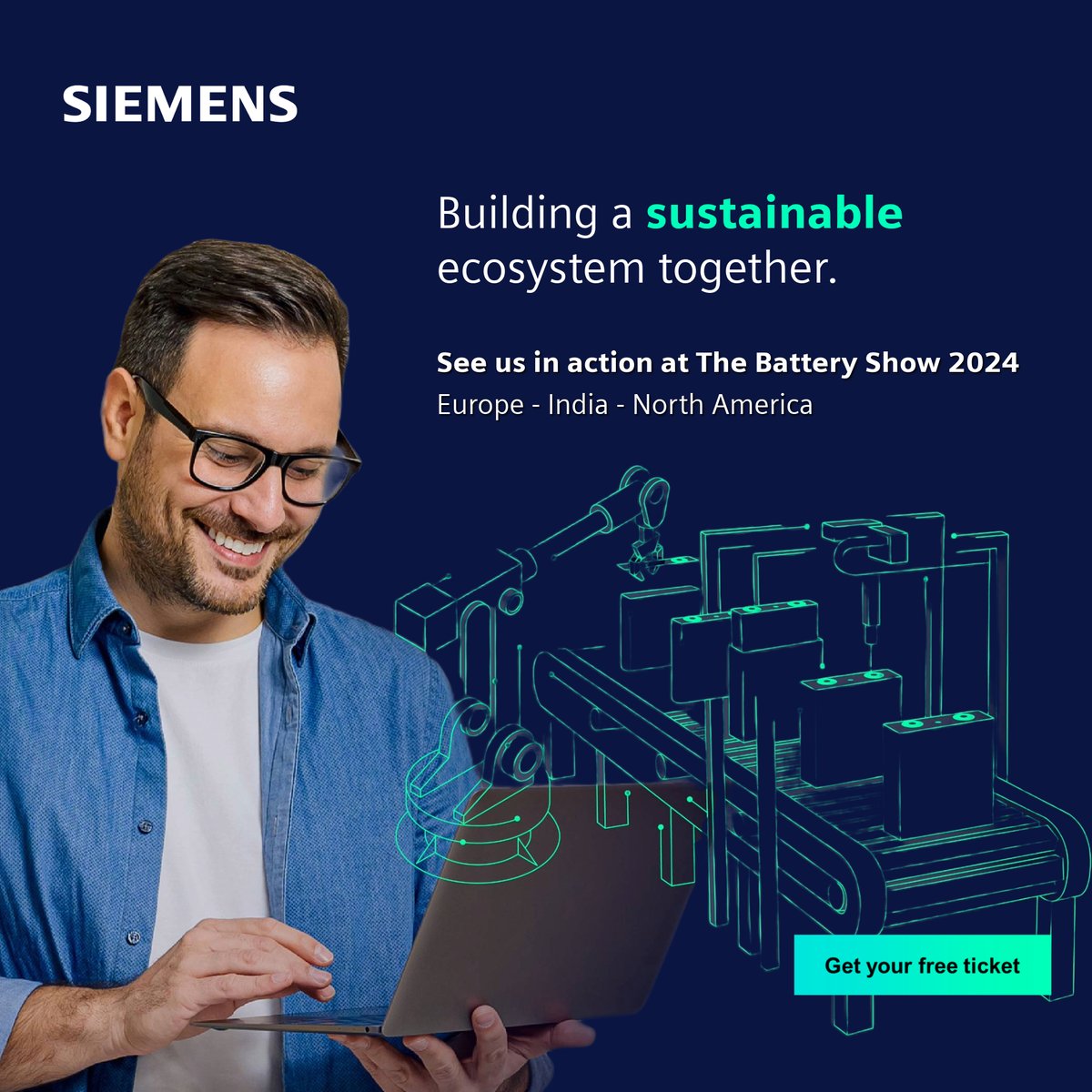 Join Siemens as we build a sustainable battery ecosystem, from design and production to a circular future. Together, we're accelerating innovation across the entire value chain. Visit the event website: sie.ag/3hf5XT