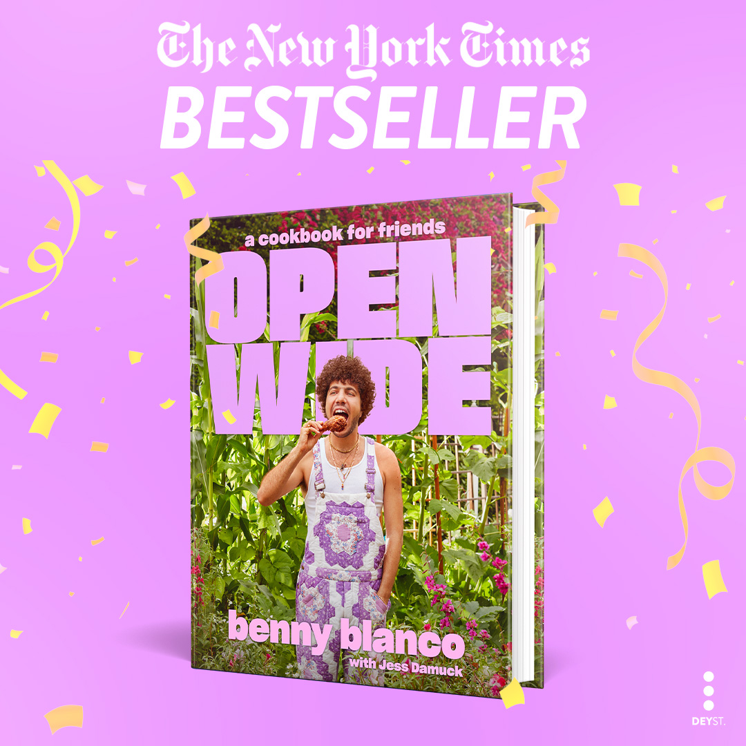 OPEN WIDE by pop music super-producer, artist, actor on FXX’s Dave, and consummate food freak @ItsBennyBlanco is a New York Times Bestseller! 🎉Don't miss out on the hype and get your copy today!
