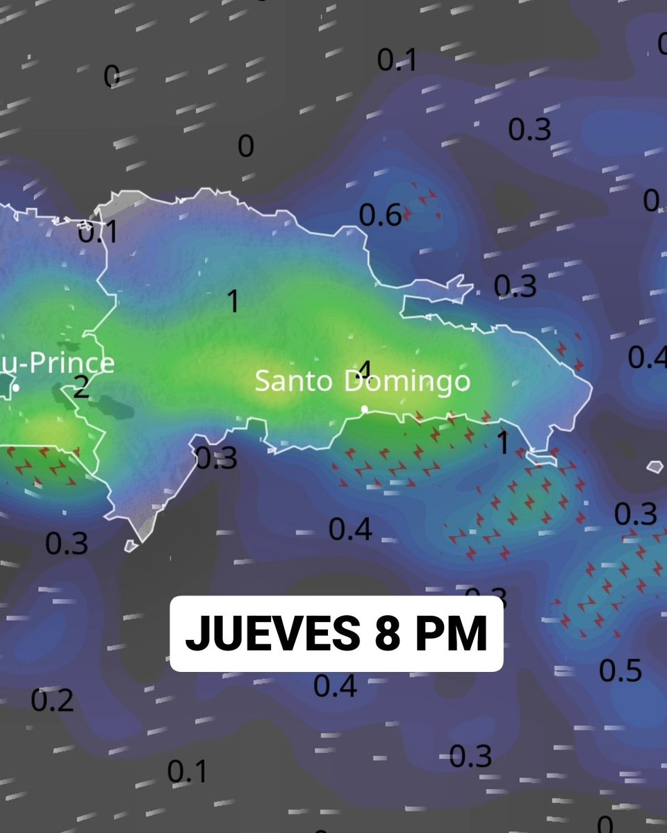 🔴🔴ATENTOS🔴🔴
Esta tarde y esta noche continuarán los fuertes aguaceros en gran parte de República Dominicana debido a la permanencia de la vaguada, la humedad marina y las temperaturas calurosas a partir del mediodía: el potencial de inundaciones repentinas aumentará desde las