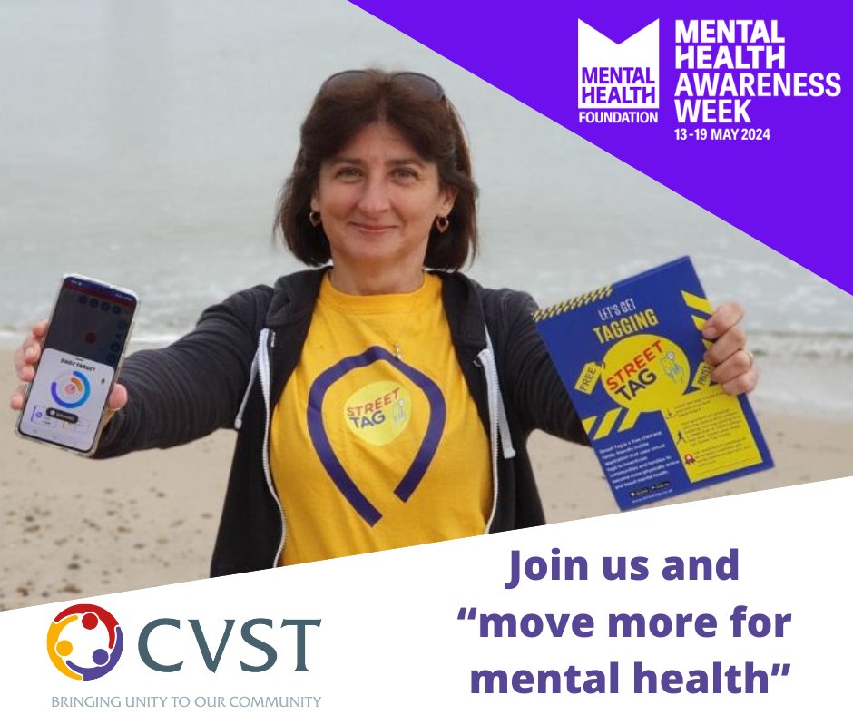 Looking for a way to move more for your mental health? This #MentalHealthAwarenessWeek, get moving more for your mental health by finding moments for movement every day. If you live in Harwich or Walton you can join our FREE community game Street Tag. streettag.co.uk