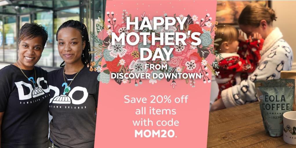 Happy Mother's Day from Discover Downtown! 💗 Celebrate the mother in your life by shopping locally made jewelry, coffee, and more! All items will be 20% off from May 9-12, both in store and online with code MOM20. downtownorlando.square.site/s/shop
