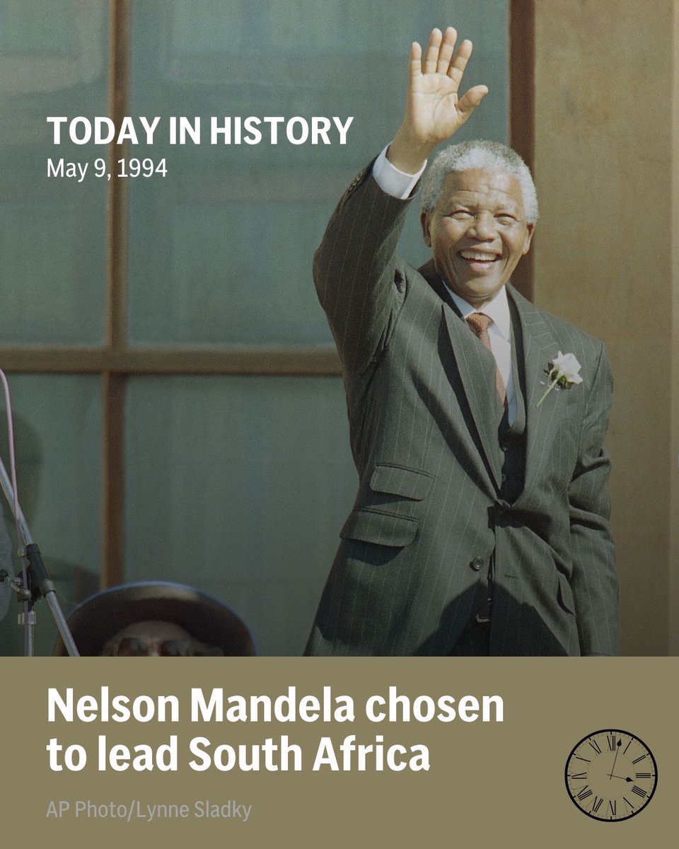 On May 9, 1994, South Africa’s newly elected parliament chose Nelson Mandela to be the country’s first Black president. shorturl.at/jrwZ2