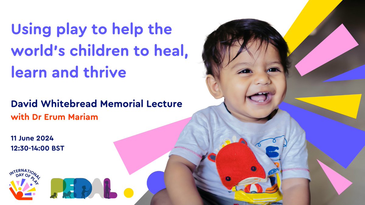 We hope you can join us for the David Whitebread Memorial Lecture, held on the first #InternationalDayofPlay on 11 June The lecture will be delivered by Dr Erum Marium @BRACworld who will be joined by a panel including @UNICEF and @RightToPlay_UK tickettailor.com/events/pedalce…