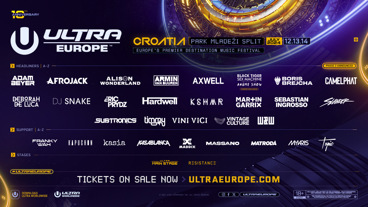 Our #ULTRAEurope2024 lineup just got bigger! 😱 Phase 2 is out, with more great names to come. ➡️ Secure your tickets ASAP and see you at our iconic 10th edition: ultraeurope.com/tickets/festiv…