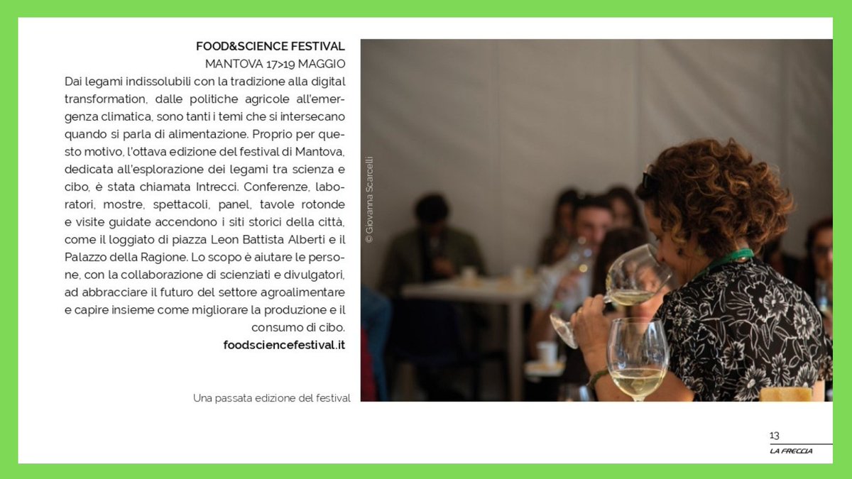 Se questo mese viaggiate in treno, su @LaFreccia_Mag di #Trenitalia trovate tra i principali eventi consigliati anche il @foodsciencefest, a #Mantova dal 17 al 19 maggio. #rassegnastampa 🚂