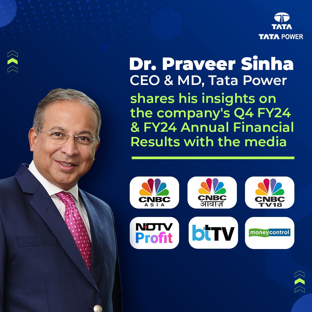 Tata Power posted an impressive performance in Q4FY24 and FY24. The company reported its 18th consecutive quarter of PAT growth in Q4FY24 and an all-time high Consolidated Revenue, EBITDA & PAT in FY24. Catch our CEO & MD, Dr. Praveer Sinha as he analyses the performance and