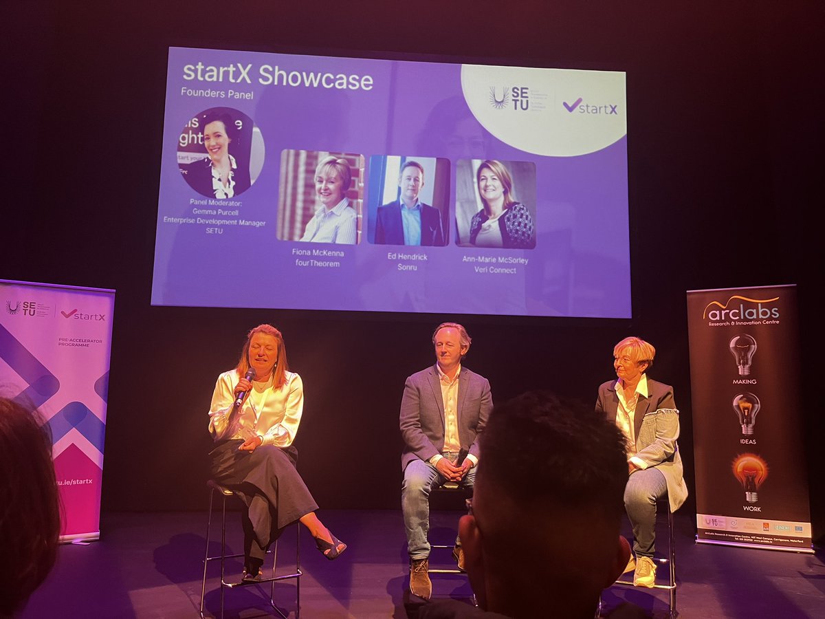 Fantastic to have Ann Marie McSorley from our Kilkenny client company @VeriConnect participating on our founder panel at the @SETUIreland startX showcase! Joined by Ed Hendrick, Sonru founder and Fiona McKenna, co-founder @fourtheorem ! The power of these insights!! Wow!