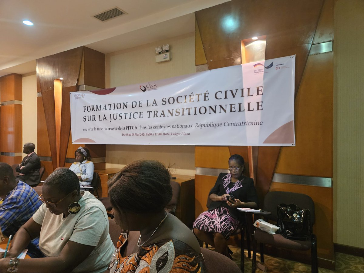 The @AUC_PAPS, in partnership with @_CSVR and support from @GIZAfricanUnion, organised a capacity building training on Mental health and psychosocial support to victims of conflicts in the Central African Republic, 8-9 May 2024, in Bangui,CAR.