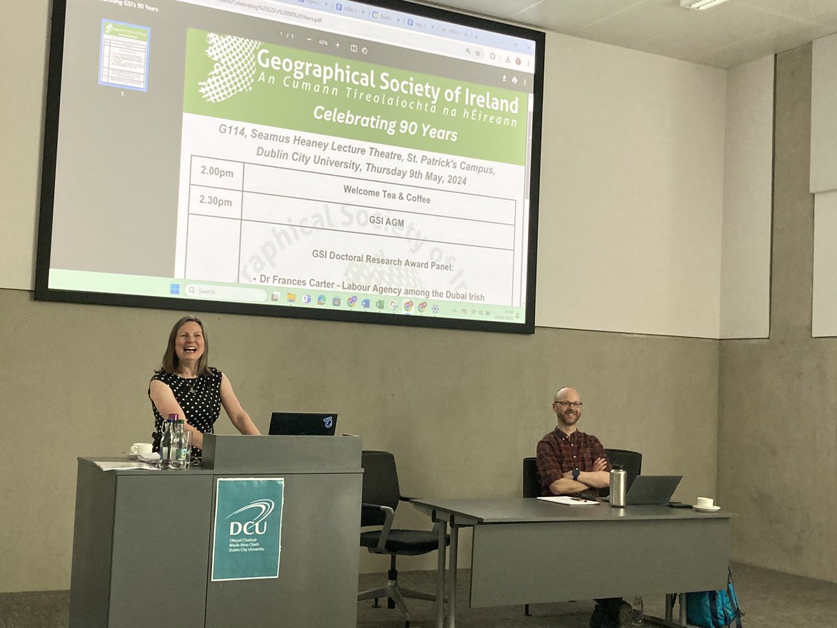 Our fabulous President @RMcMnow is giving us a warm welcome here at @DCUHist_Geog, where we’re just kicking off our AGM and our celebration of the GSI @ 90 🥳