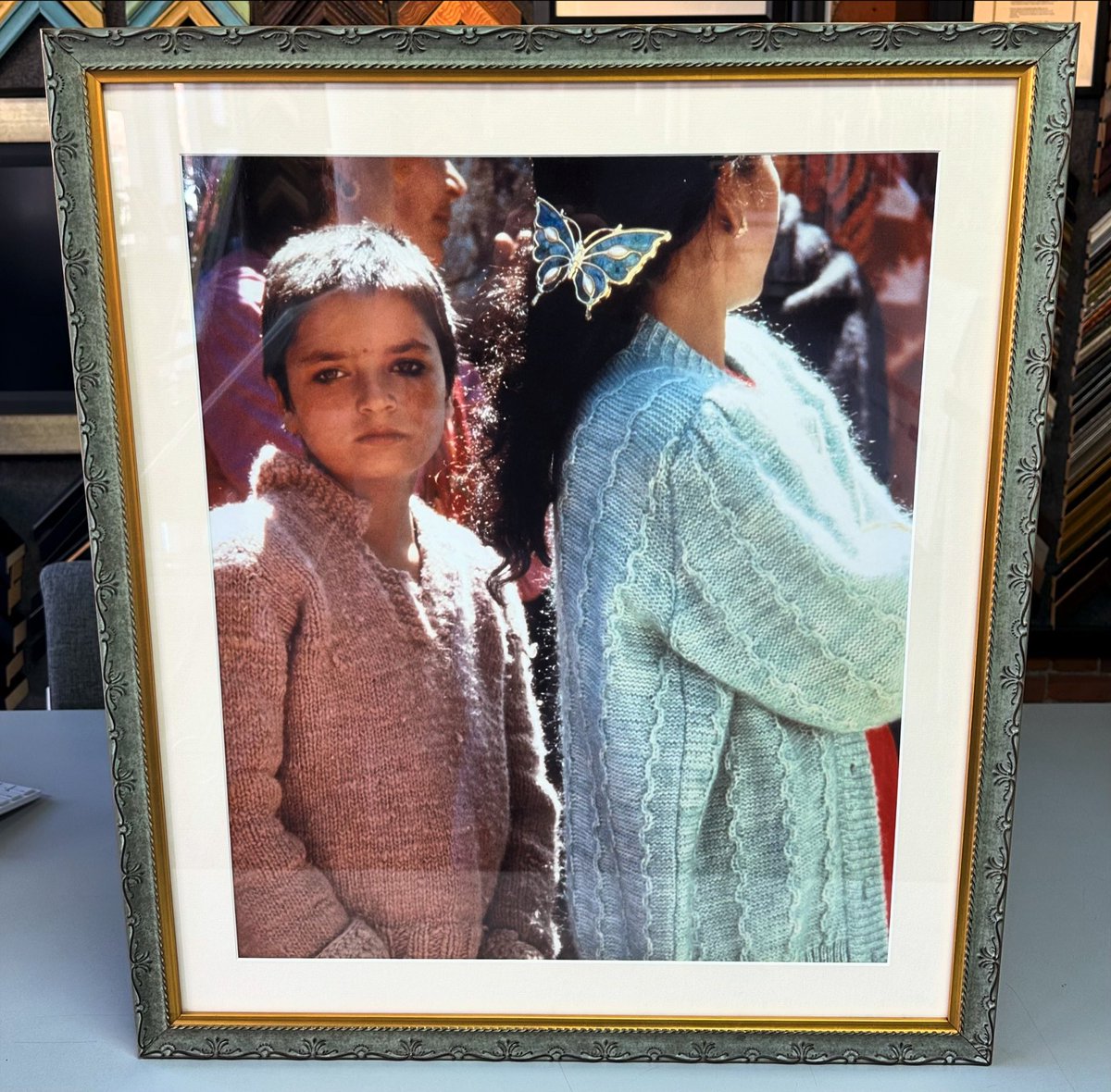 Custom framed photograph of a Nepalese girl using acid-free matting, UV glass and frame by @ampfframes! #art #denver #colorado #pictureframing #customframing #5280customframing #photograph #nepal @truvueglazing @Crescent_CP