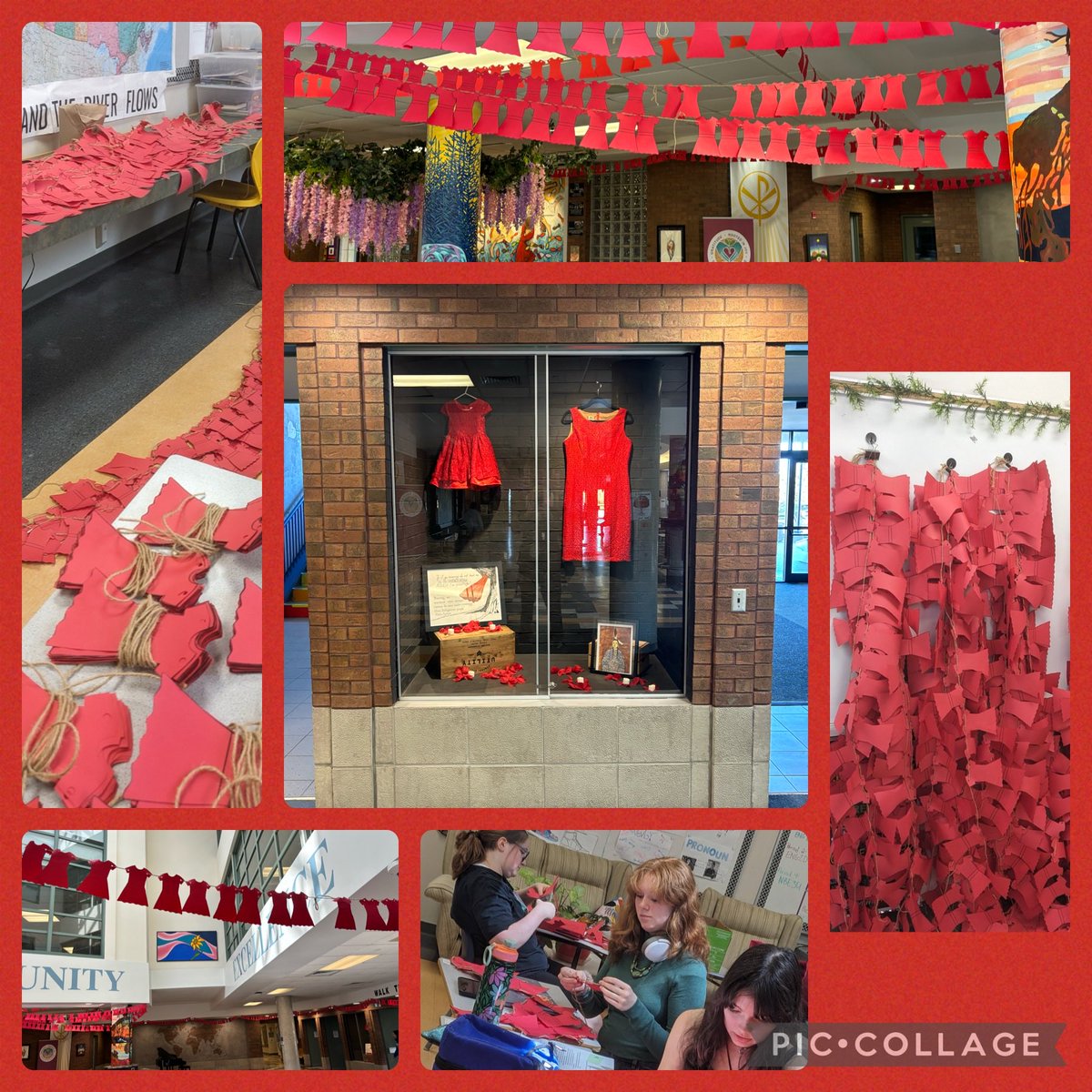 In recognition on National Day of Awareness for Missing and Murdered indigenous Women, Girls and 2SLGBTQ+ peoples, ASH students and staff prepared and hung over 3800 red paper dresses in our atrium. #ThisIsASH #MMIWG2S