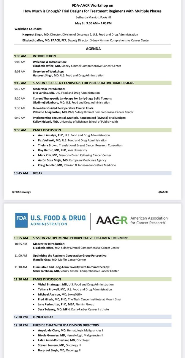 On right now! FDA-AACR workshop on perioperative trial designs. Great agenda in prospect through the day, livestream link below #lcsm @FDAOncology @AACR webcast.imsts.com/2024-05-fda-aa…