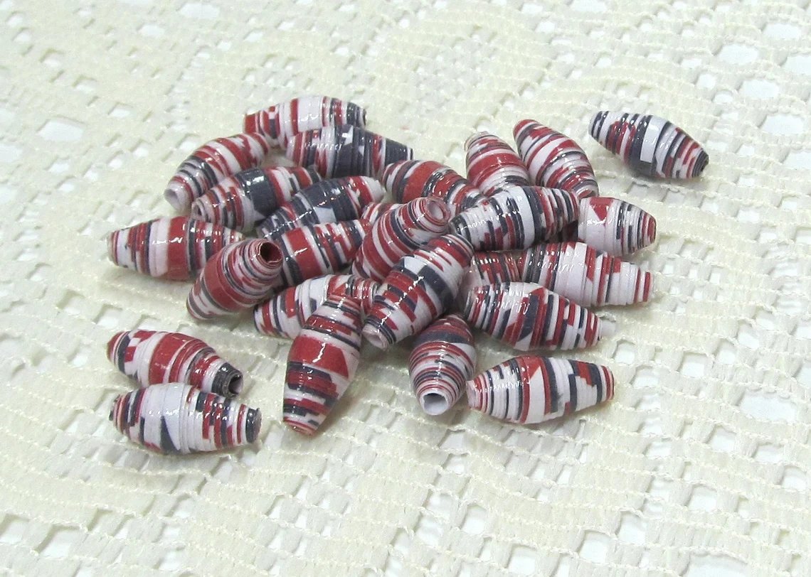 Paper Beads, Loose Handmade Jewelry Making Supplies Craft Supplies Red, White and Blue etsy.me/3ye2CEn via @Etsy #patrioticbeads #handmadebeads #jewelrymakingbeads #paperbeads