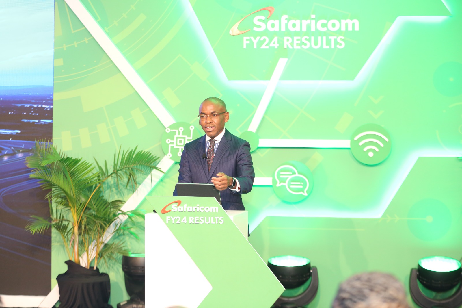 Safaricom PLC CEO Peter Ndegwa delivers a keynote speech. Photo: Peter Ndegwa Source: X