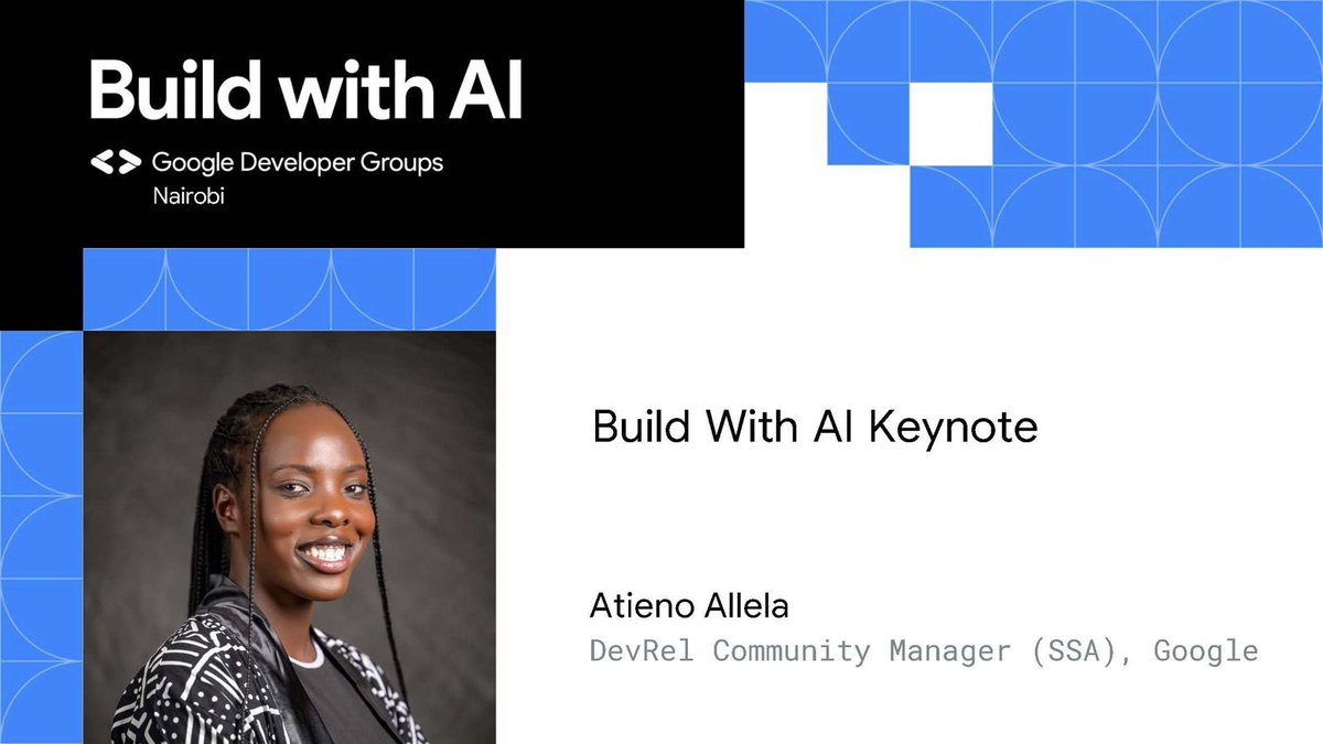 We’re excited to announce our keynote speaker for the @GDG_Nairobi #hackathon showcase! 🎊🎊 @DeniseAllela serves as a DevRel Community Manager @Google. Get ready to be inspired as she shares insights on @Gemini and #BuildWithAI