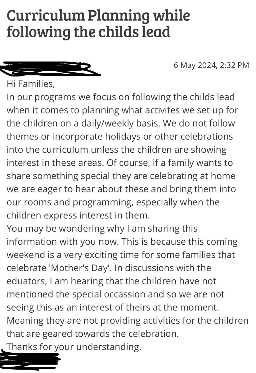 I received a message from my daycare yesterday, basically telling parents not to expect a craft for Mother’s Day bc the 3 & 4 yr olds are not talking about it (1st time hearing this). I feel this is an excuse, as the LGBTQ agenda is heavily supported & embedded in YMCA orgs