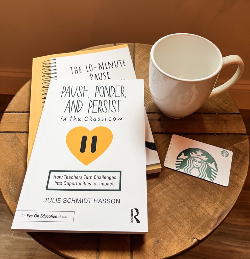 Teachers are my favorite people! For #TeacherAppreciationWeek2024 I’m giving away 3 bundles with a copy of Pause, Ponder, and Persist, a journal, and a $10 Starbucks card. To enter, comment with one great thing that happened this school year. #TeacherAppreciation