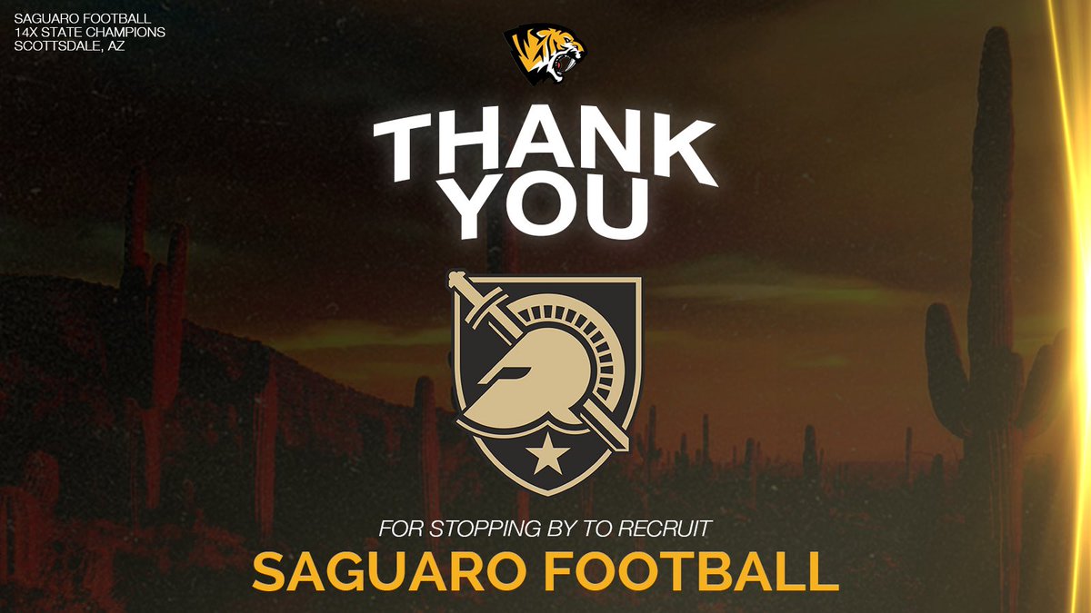 Appreciate @CoachSeanCronin of @GoArmyWestPoint for making Saguaro a priority stop on the recruiting trail! #SagU | @D_TKelly