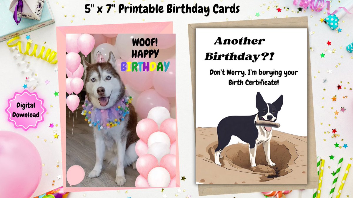 Printable Birthday Cards for Dog Lovers 🐾🥰  Visit our Etsy store for Printable, Instant Downloads,  $1.50 or Less! etsy.com/shop/NatureAnd…  #birthdaygreetings #birthday #greetingcards #cards #happybirthday #birthdaycard #printable #doglovers #love #huskylovers