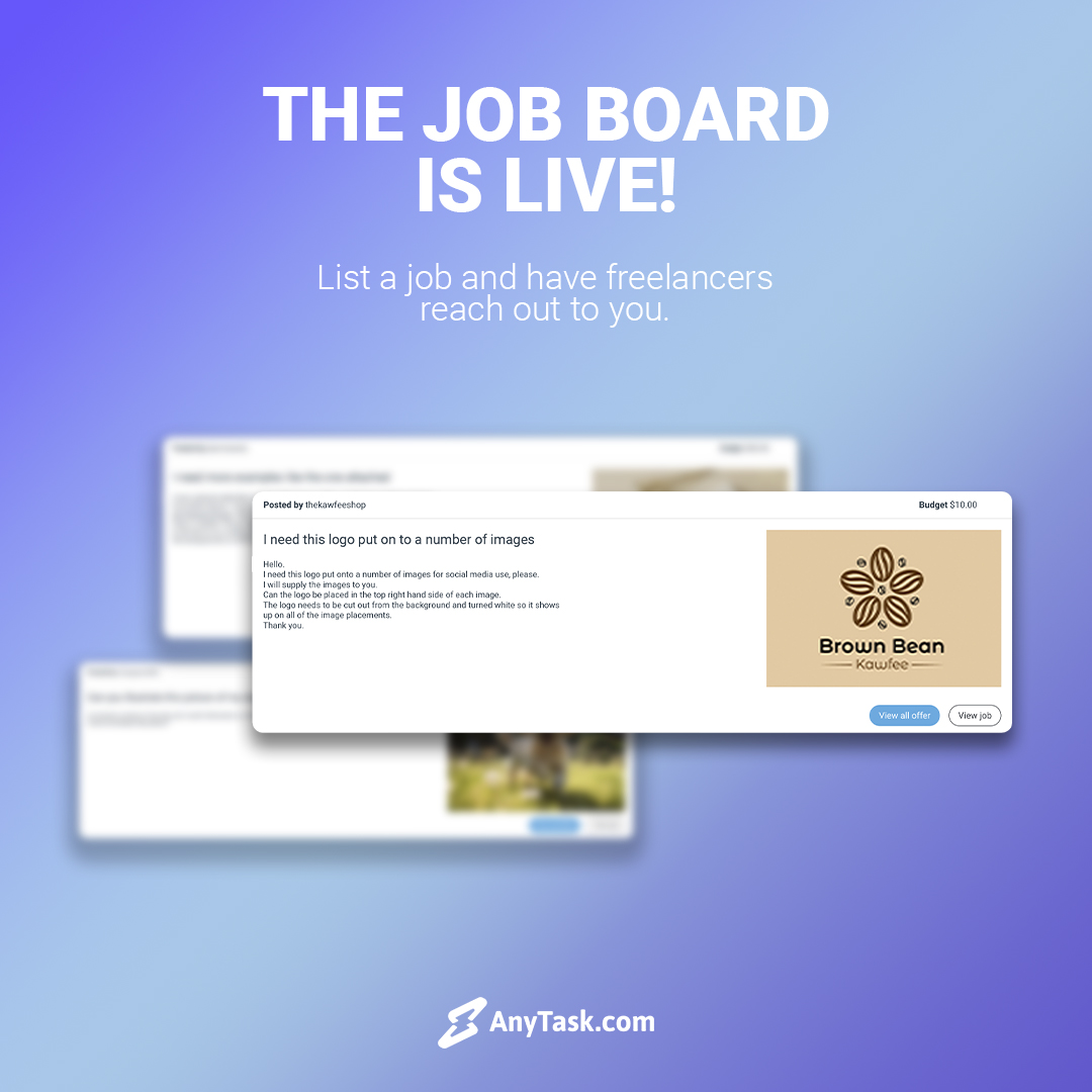 anytaskofficial's tweet photo. The https://t.co/lR6mVTWEa9 job board is now live, making it easy for freelancers to come to you.
Get started at https://t.co/fpuQqmebBO today.
#jobboard #newfeature #anytask #digitaltasks #graphicdesign https://t.co/Hqtxg9PLxM