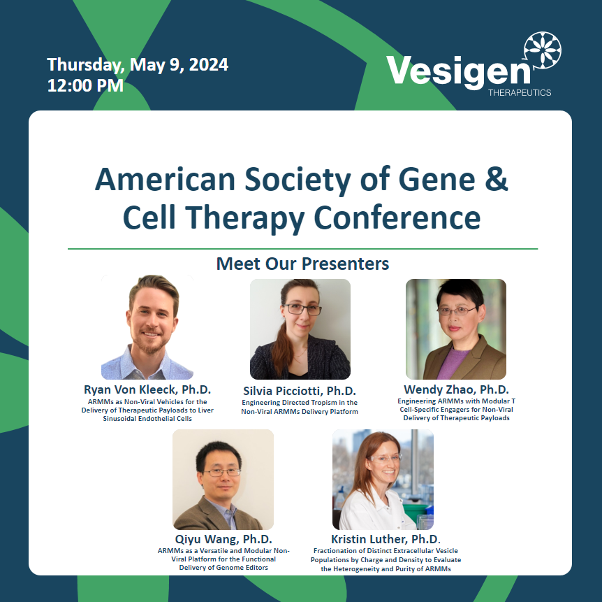 Vesigen's tweet photo. Interested in learning about #ARMMs?  Check out one (or all!) of @Vesigen's posters today at #ASGCT2024 https://t.co/zWGcvuBpKM