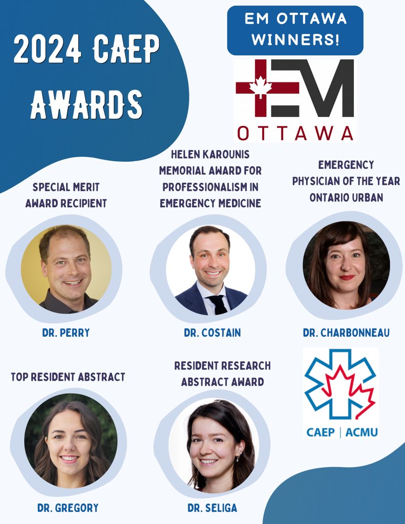 We are so proud of our staff and residents for their amazing achievements! 
CAEP 2024 awards🤝EMOttawa 
#caep #caep2024
#emergencymedicine #emottawa #carms2024 #residency #residentlife
#emergencymedicineresidency
