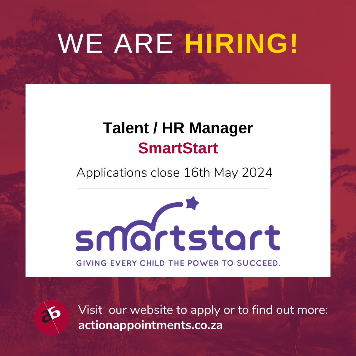 actionappntmnts's tweet image. VACANCY! Action Appointments is recruiting a Talent/HR Manager for @SmartStartSA based in Johannesburg.

For more information, visit the link below:
actionappointments.co.za/vacancies/smar…

#hiring #talentmanager #humanresources #accesstoeducation