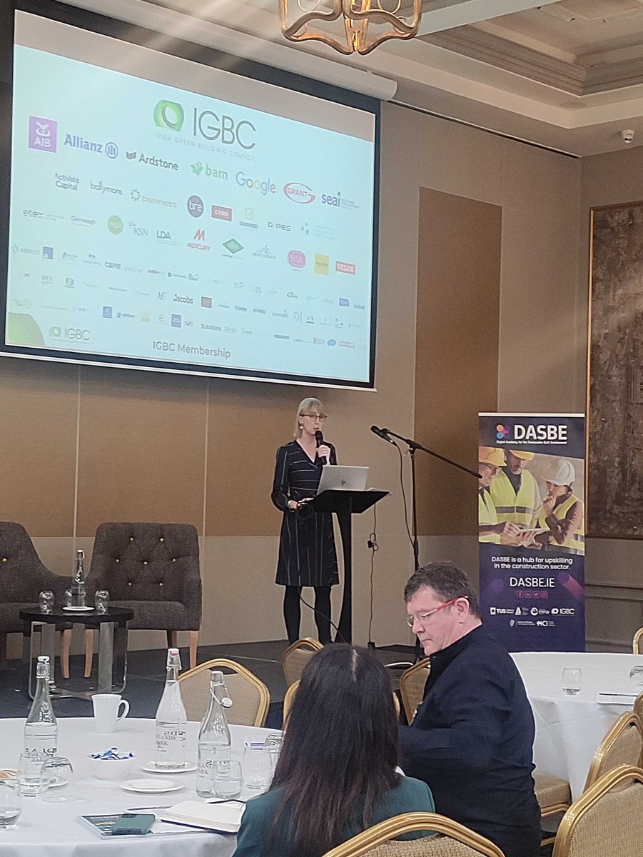 This morning at the 'Transforming Construction Skills' conference in Portlaoise, IGBC's Programme Manager, Sinéad Hughes, and Learning Lead Anne Molloy took the stage to present the National Upskilling Roadmap and our on demand platform! @DASBE_Irl #BUSI2030 #BuildUpSkills
