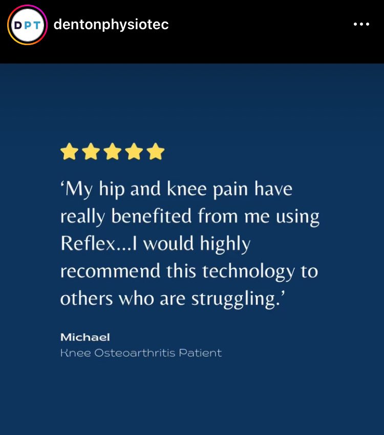 DentonPhysioTec's tweet image. Evidence based tech to help you get the best out of your hip or knee replacement or to help you self manage your osteoarthritis. 

Get in touch with us today. Our patients love Reflex! #rehab #physio #physio #rehabmatters #nhs #waitinglists #kneesurgery #hipsurgery