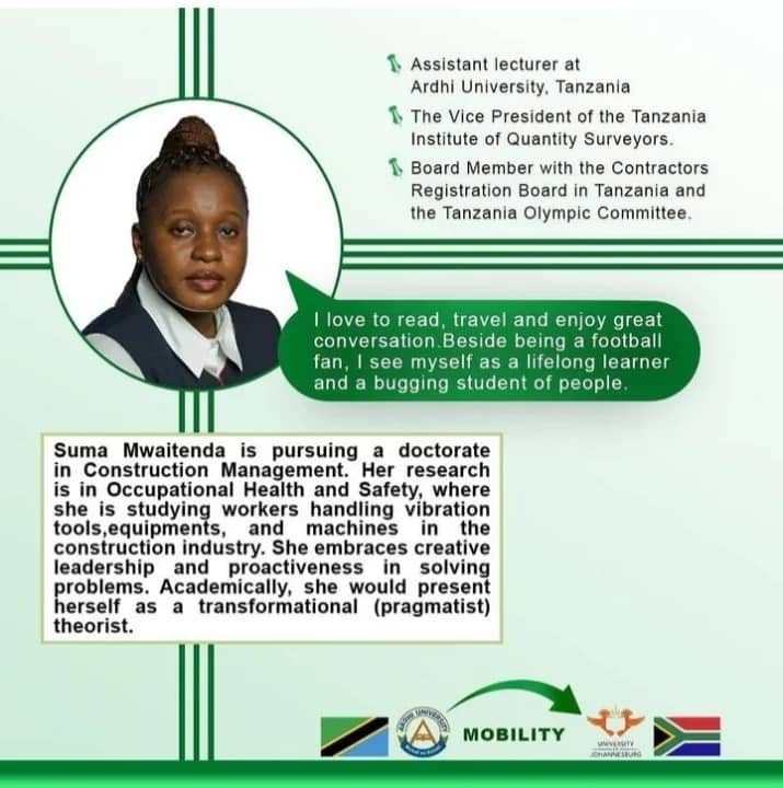 Congratulations to our Tanzanian sister in profession QS.@SumaMwaitenda on this new appointment @womeninASIM. Viva Women in Construction, Viva Gender in Construction.
