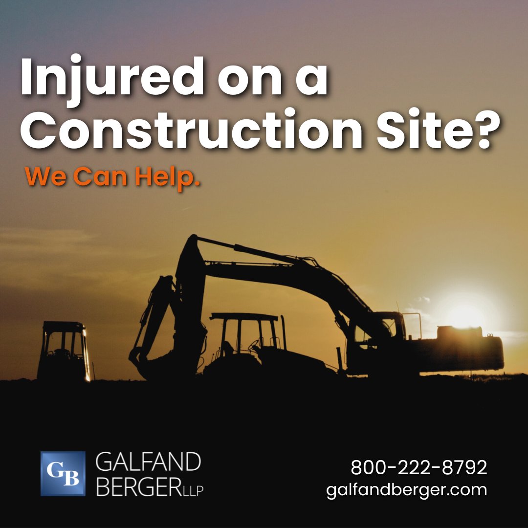 If you were injured at work due to faulty construction equipment, you may be entitled to Workers' Compensation and third-party compensation. Galfand Berger LLP will help you obtain your entitled benefits.

#LegalHelp #Attorneys #ConstructionAccident #YourInjuryOurFight