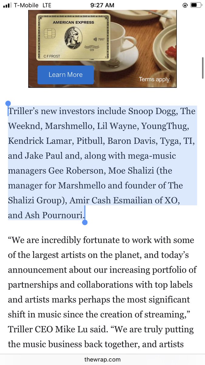 $AGBA merging company, Triller even got investments from big name celebrities!😲 Triller investors: Including Snoop Dogg, The Weeknd, Kendrick Lamar, Marshmello, Lil Wayne, YoungThug, Pitbull, Baron Davis, Tyga, TI, and Jake Paul and, along with mega-music managers Gee Roberson,…