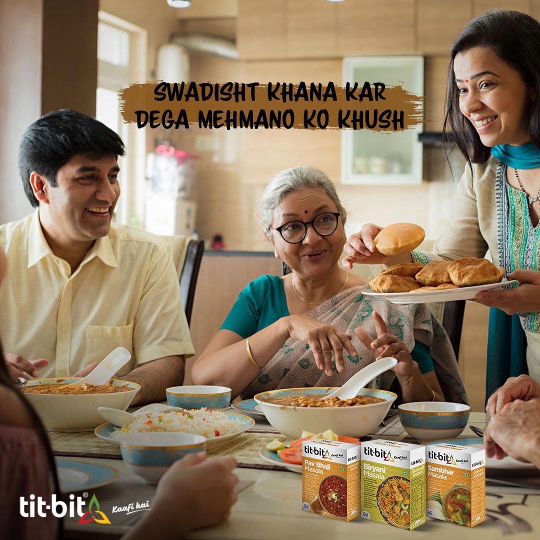 When the meal is so good, guests would want an excuse to visit your home to enjoy delicious meals made with Tit-Bit blended spices combo. 🍽👩🏻‍🤝‍👩🏻😋

🛒Shop now : bit.ly/TitBitSpicesCo…

#TitBitSpices #TitBit #KaafiHai #meals #family #spices #masala #indian #biryani #pavbhaji