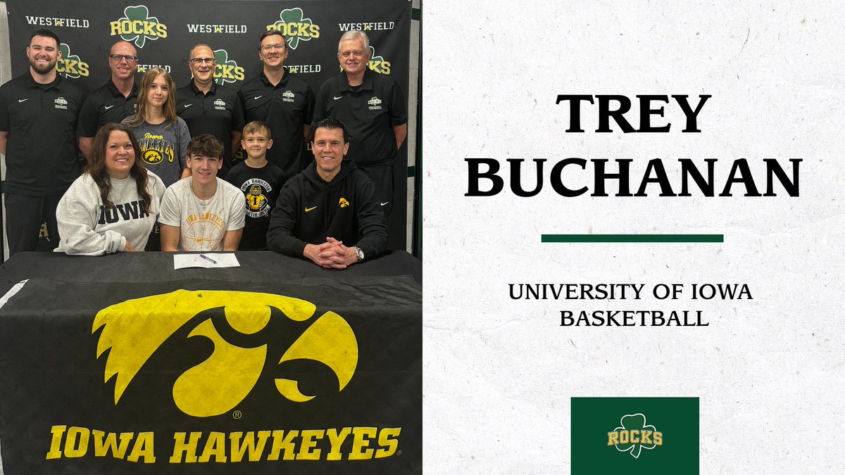 Congratulations to <a href="/WHSRocksBball/">WHS Rocks Basketball</a> Trey Buchanan on continuing his academic and athletic career at The University of Iowa☘️🏀