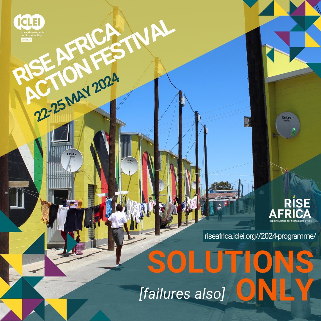 Exciting News! We're teaming up once again with ICLEI for the RISE Africa Action Festival 2024.
 
This year, @ICLEIAfrica isn't just highlighting success stories; we're sharing the failures and lessons learned too. 

Learn more & register here: riseafrica.iclei.org/2024-programme/