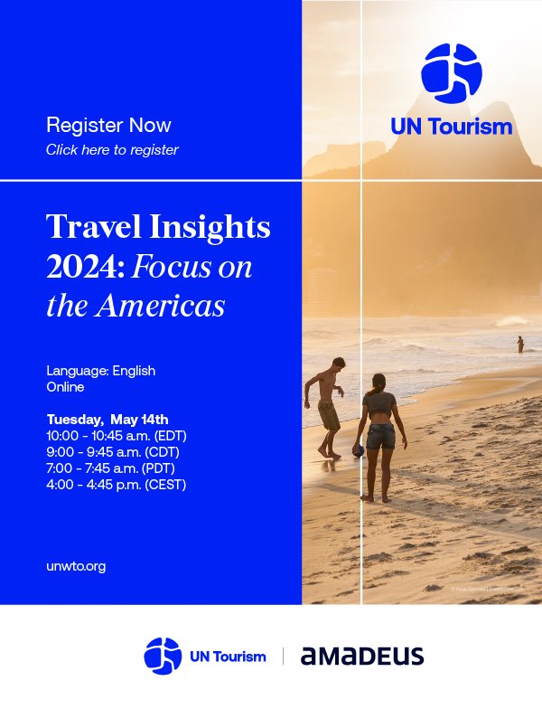 📅 Save the date! Join us for the 'Travel Insights 2024: Focus on the Americas' Webinar with @AmadeusITGroup on May 14th and gain unique insights on what the next season brings for travel in the Americas. English session: ⏰ 10:00 - 10:45 a.m. (EDT). 🔗 youtube.com/live/SWE5Ufpwn…