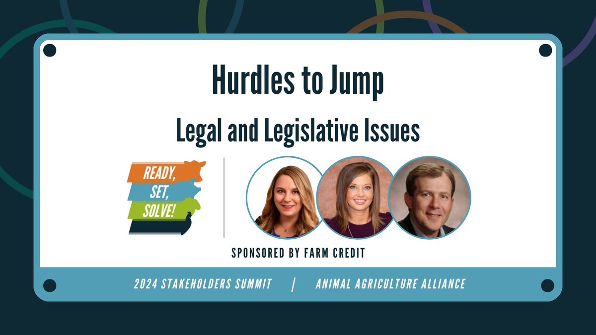 Legal experts @Schroederindy, Rick Stott, and @Chelskgood are up next to discuss “Hurdles to Jump: Legal and Legislative Issues” sponsored by @farmcredit! 🧑‍⚖️ #AAA24