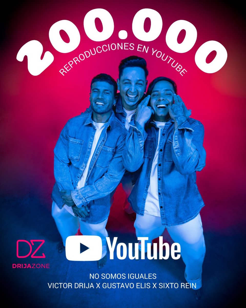 INFO | #NoSomosIguales superó las 200.000 reproducciones a 5 días de su estreno convirtiéndose en el primer video de @victordrija en lograr este hito más rápido en Youtube.

¡Vamos por el MEDIO MILLÓN!

#victordrija #gustavoelis #sixtorein #venezuela #musicvideo #youtube