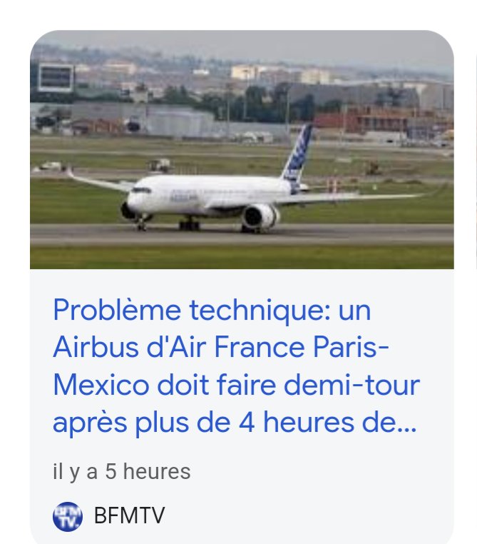 La preuve parlante du Boeing bashing actuel, mis à part BFM personne n'a parlé de cet événement (absolument sans gravité et qui arrive tous les jours dans le monde).
La raison : c'est Airbus ! Si cela concernait un Boeing 100% des médias en auraient parlé 😑