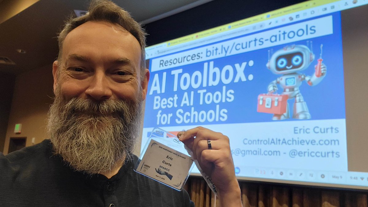 Excited to be presenting at the aiEDU & OESCA AI Summit today!

Sessions & resources:
🧰 AI Toolbox - bit.ly/curts-aitools
😈 Managing AI Misuse - bit.ly/curts-aimisuse
💬 Custom Chatbots - bit.ly/curts-chatbots

#aiEDU #OESCA #InnovateOhio #OhioAISummit2024