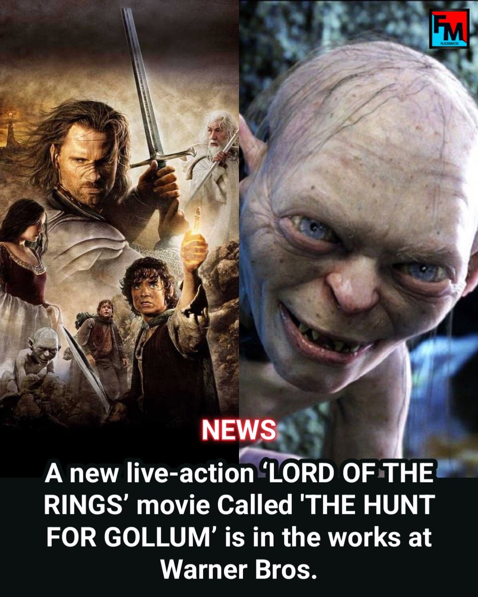 A New live-action ‘LORD OF THE RINGS’ movie Called 'THE HUNT FOR GOLLUM’ is in the works at Warner Bros.

▪️Peter Jackson producing 
▪️Andy Serkis will return as Gollum, and direct 
▪️Theatrical release in 2026

#TheHuntForGollum #LordOfTheRings #WarnerBrosPictures @FlickMatic_