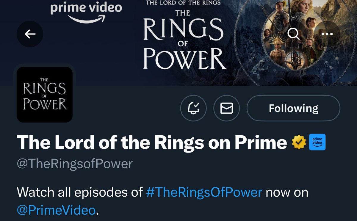 @ LOTRonPrime has just changed its handle on X and Instagram to @TheRingsofPower 👀