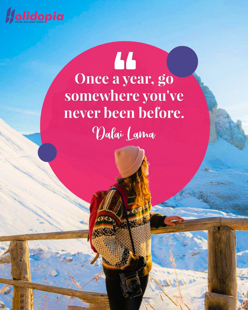 🌟 Dreaming of new horizons? Embrace the wisdom of the Dalai Lama and make it a goal to explore uncharted territories at least once a year.

#TravelInspiration #Wanderlust #ExploreMore #NewExperiences #ExploreWorld #TravelDream #Trip2024 #Holidopia #TravelQuotes #ThursdayThoughts