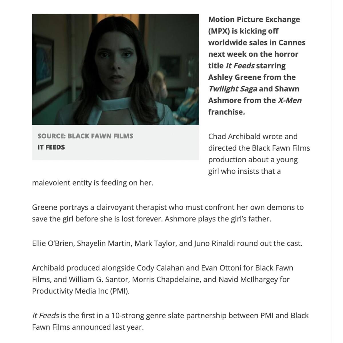 Chad Archibald (@archibald_chad) on Twitter photo It Feeds is launching worldwide sales at Cannes this month!! <a href="/AshleyMGreene/">Ashley Greene</a> <a href="/shawnashmore/">Shawn Ashmore</a> <a href="/BlackFawnFilms/">Black Fawn Films</a> It Feeds is launching worldwide sales at Cannes this month!! <a href="/AshleyMGreene/">Ashley Greene</a> <a href="/shawnashmore/">Shawn Ashmore</a> <a href="/BlackFawnFilms/">Black Fawn Films</a>