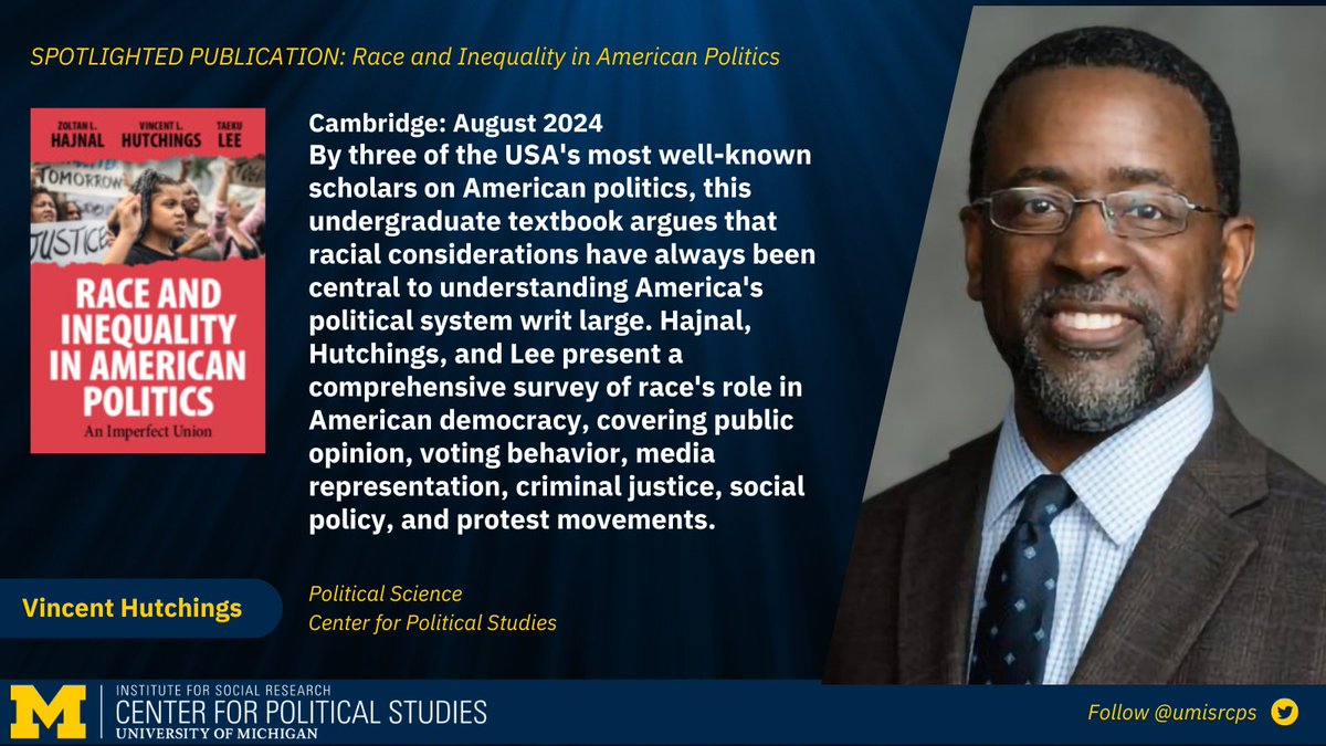 👀 Releasing in August 2024: Zoltan Hajnal, VIncent Hutchings, and Taeku Lee present a comprehensive textbook on race's role in American democracy, covering public opinion, voting behavior, media representation, criminal justice, social policy, and protest movements. @CUP_PoliSci