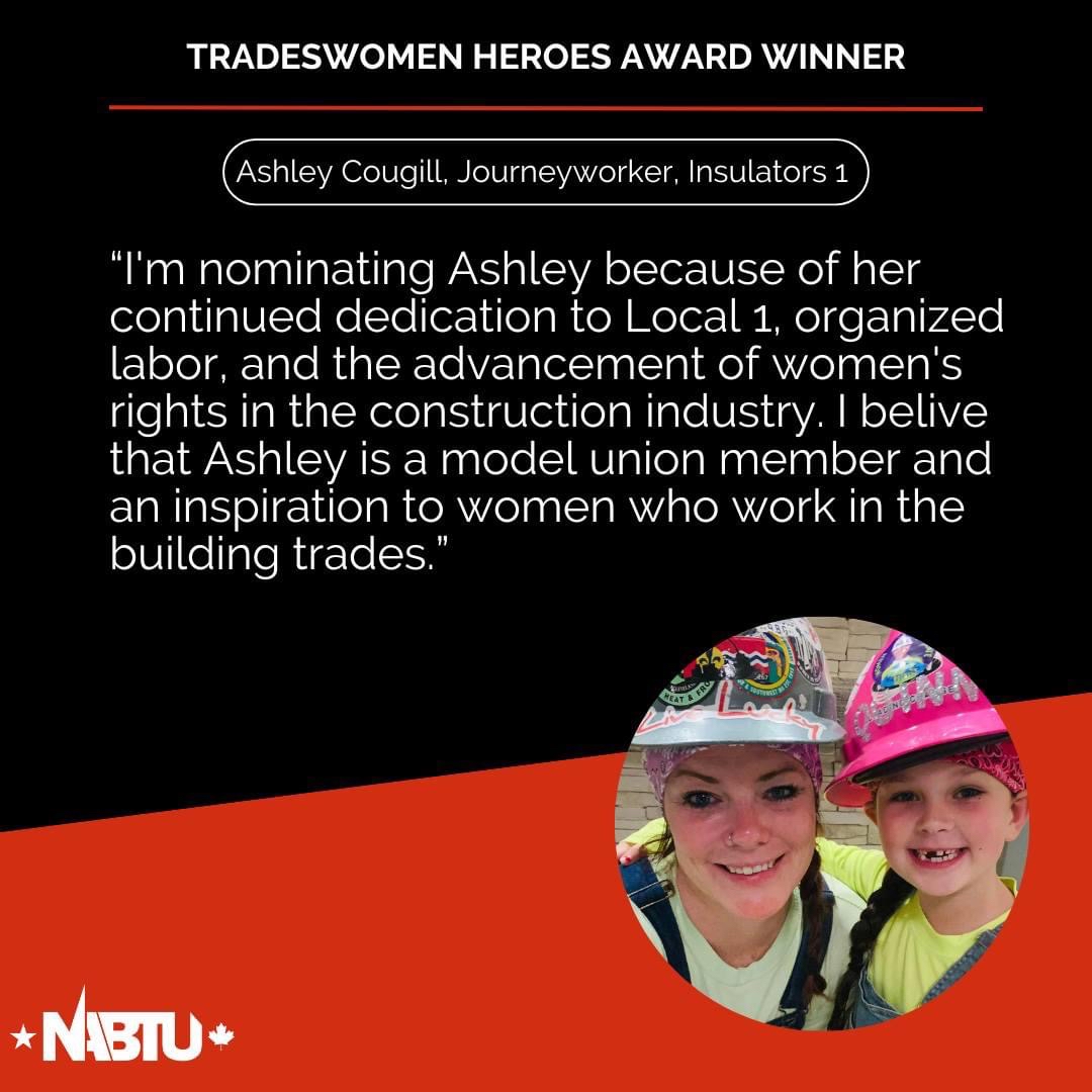 InsulatorsUnion's tweet photo. Congrats to Local 1 St. Louis Sister Ashley Cougill for being selected as one of this month’s NABTU Tradeswomen Heroes. https://t.co/XlG0p1v0pm