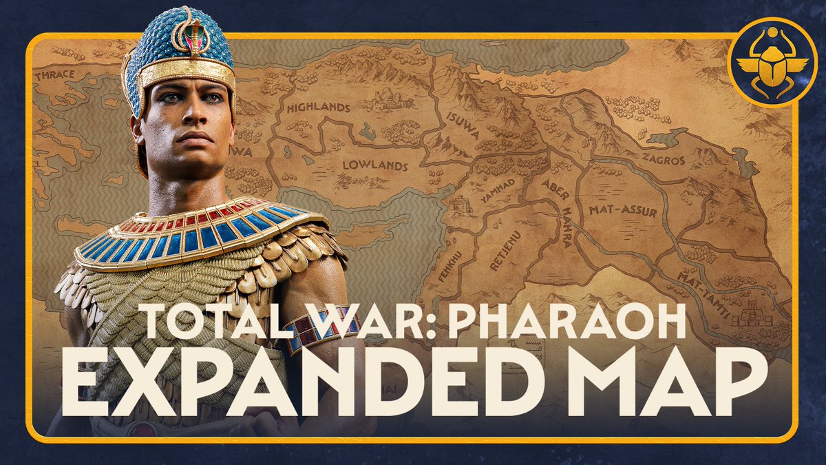 The first of our blogs detailing the coming updates to Total War: PHARAOH is here! Today we will talk about the Expanded Map 🗺️ Read the full blog: news.totalwar.com/pharaoh-expand… We'll also be hosting a Discord Q&A about this topic on May 16th - check the full blog for more details!
