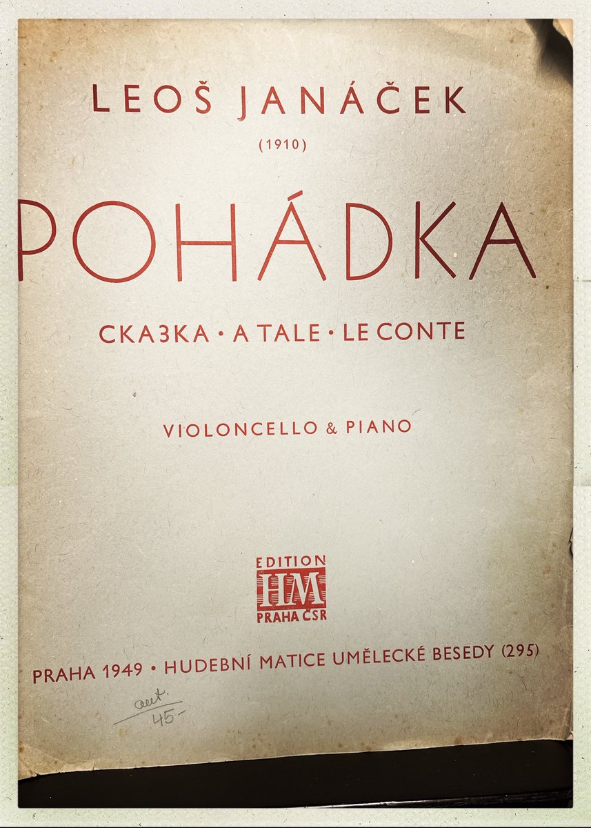 I borrowed this lovely old score from cellist Petr Prause and look forward to storytelling together ⁦@StollerHall⁩ on Monday 13th. Last time I played this it was in a Norwegian festival and way past midnight. Hopefully wide awake this time! 🇨🇿