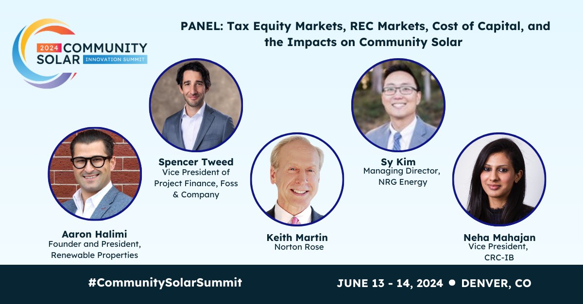 The project financing ecosystem for #CommunitySolar continues to evolve. Register for the 2024 #CommunitySolarSummit to learn more about best practices for finding reliable lending partners. ☀️ @RenewPropSolar @NLawGlobal @nrgenergy @CR_Capital communitysolar.events/event/4d08858f…